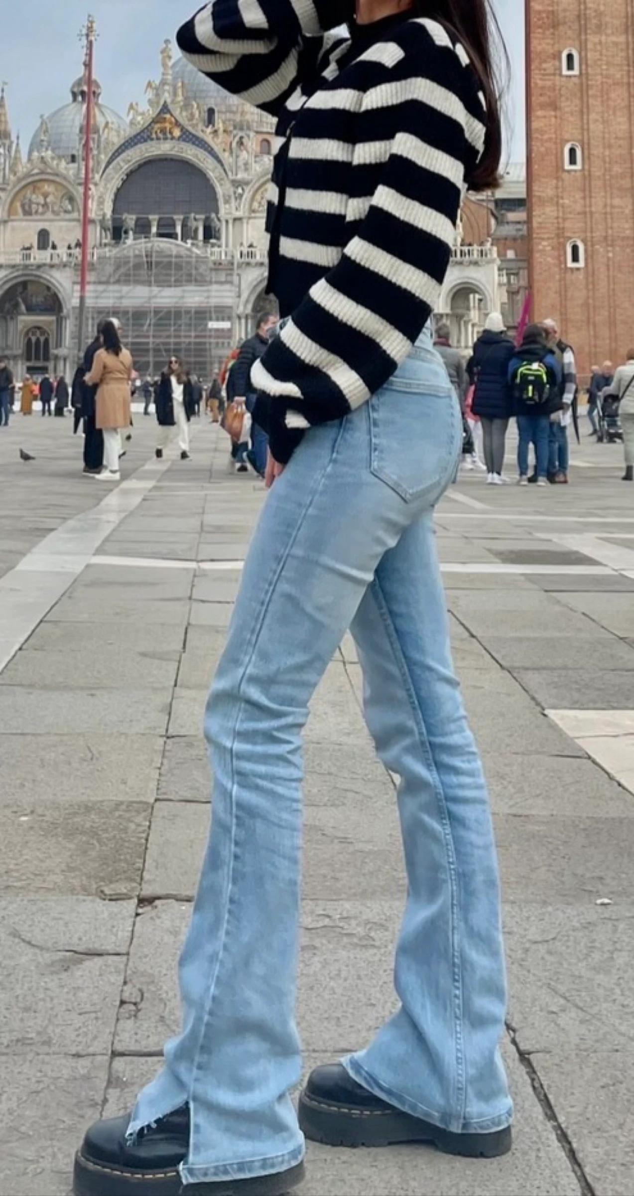Distressed Blue Skinny Flare Jeans – photo 2